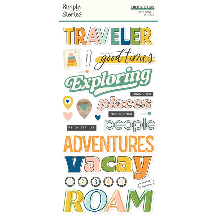 Happy Travels Foam Stickers - Simple Stories