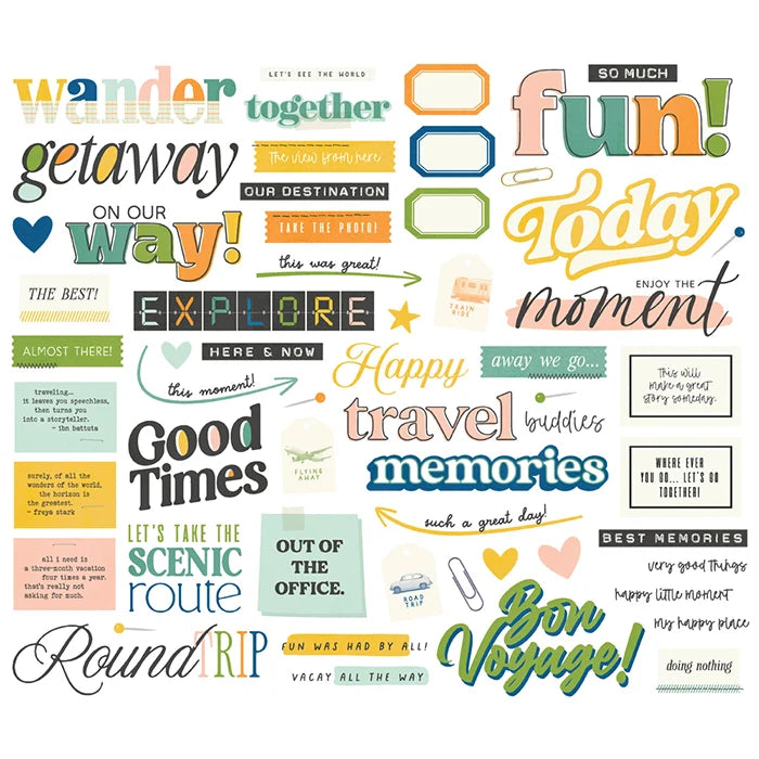 View 2 of Happy Travels Sentiment Bits & Pieces - Simple Stories