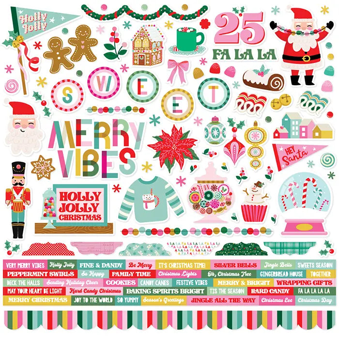 Hard Candy Christmas Cardstock Stickers - Simple Stories
