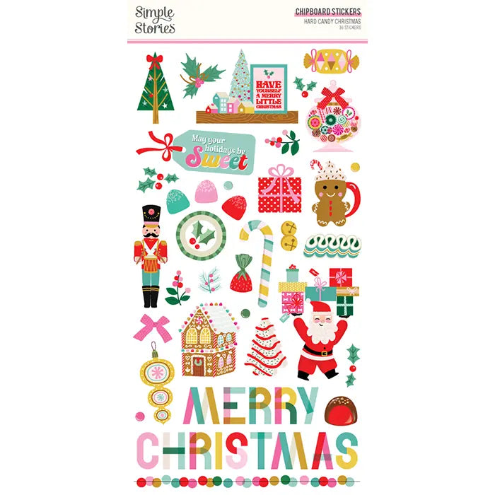Hard Candy Christmas Chipboard Stickers - Simple Stories