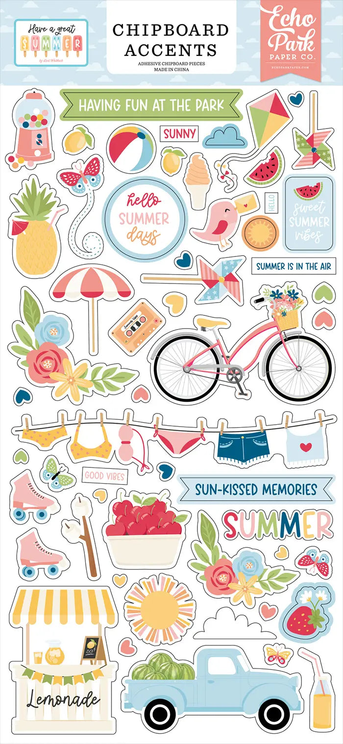 Have A Great Summer 6" x 13" Chipboard Accents - Echo Park