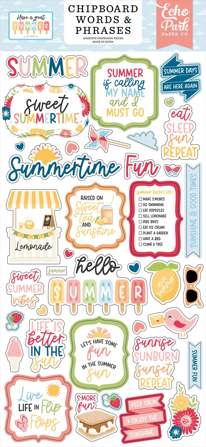 Have A Great Summer 6" x 13" Chipboard Words & Phrases - Echo Park