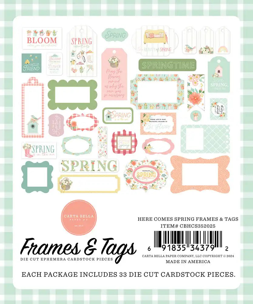 Here Comes Spring Frames & Tags - Carta Bella