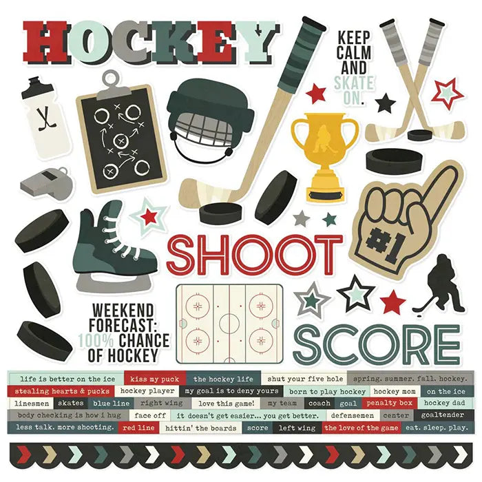 Hockey Cardstock Stickers - Simple Stories