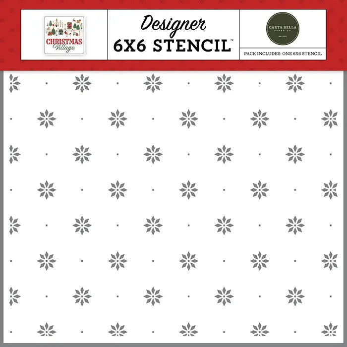 Holly Jolly Flowers Stencil - Christmas Village - Carta Bella