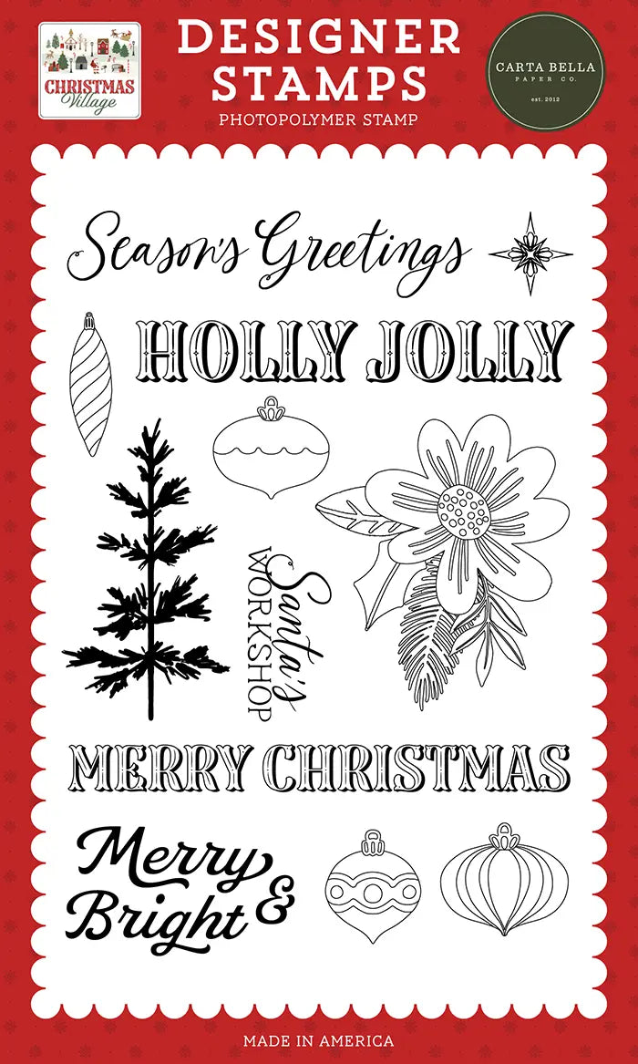 Holly Jolly Ornaments Stamp Set - Christmas Village - Carta Bella