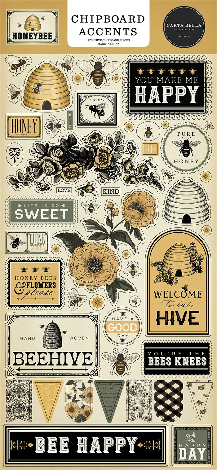 Honey Bee Chipboard Accents - Carta Bella