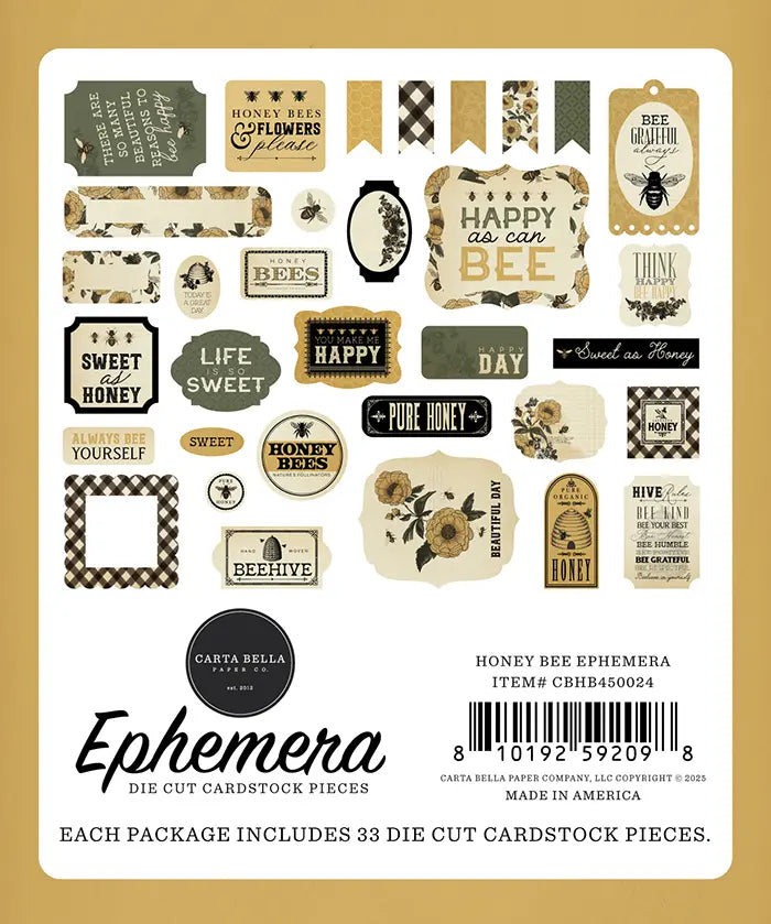 Honey Bee Ephemera Die Cuts - Carta Bella