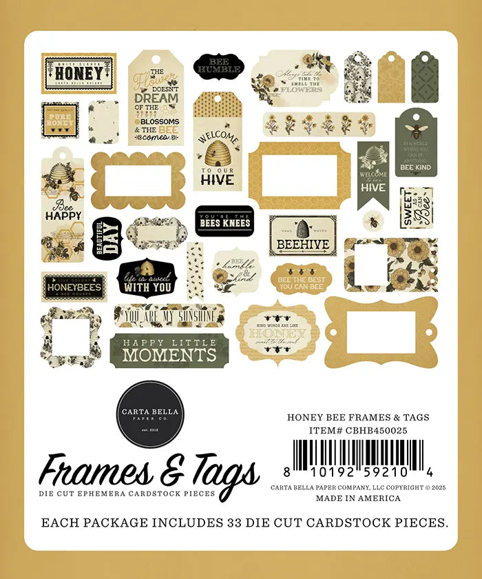 Honey Bee Frames & Tags - Carta Bella