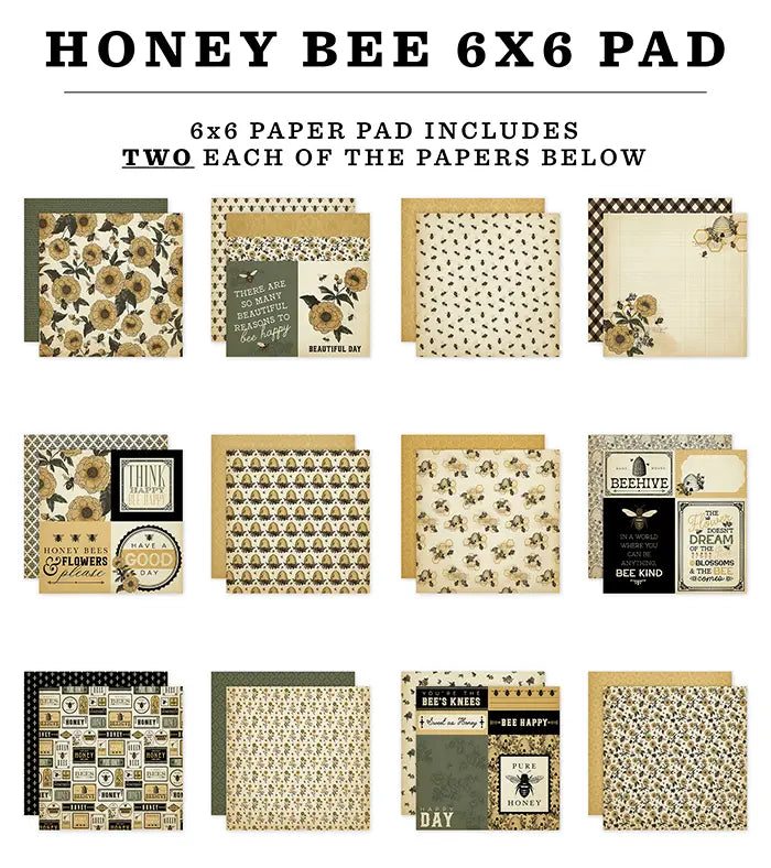 Honey Bee Paper Pad, 6" x 6" - Carta Bella