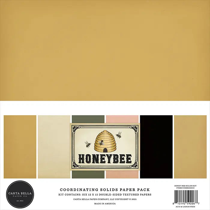 Honey Bee Solids Paper Kit, 12" x 12" - Carta Bella