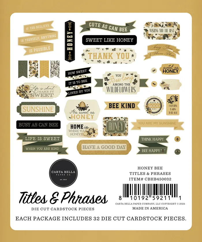 Honey Bee Titles & Phrases - Carta Bella