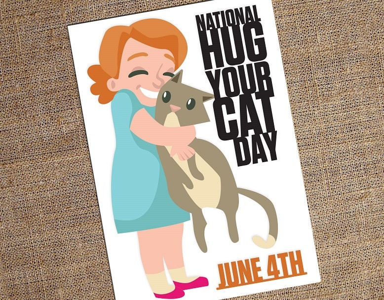 National Hug Your Cat Day Card SVG Image File Download