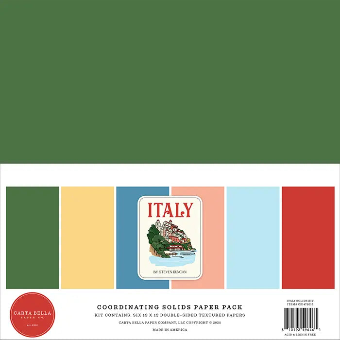 Italy Solids Paper Kit, 12" x 12" - Carta Bella