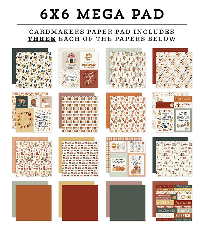 It's Autumn Cardmakers Mega Cardstock Pad, 6" x 6" - Carta Bella