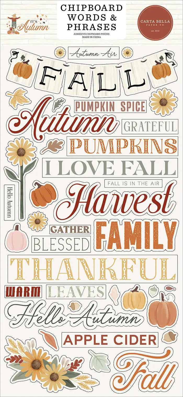 It's Autumn Chipboard Words & Phrases - Carta Bella