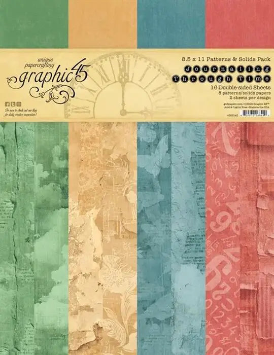 Journaling Through Time Patterns & Solids Paper Pack, 8.5" x 11" - Graphic 45