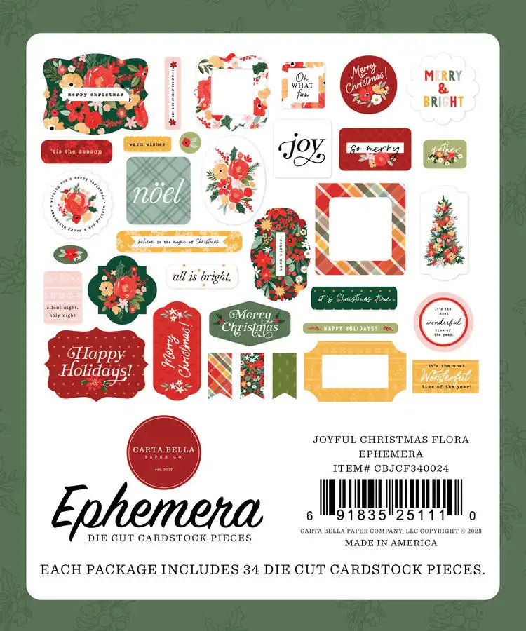 Joyful Christmas Flora Ephemera - Carta Bella