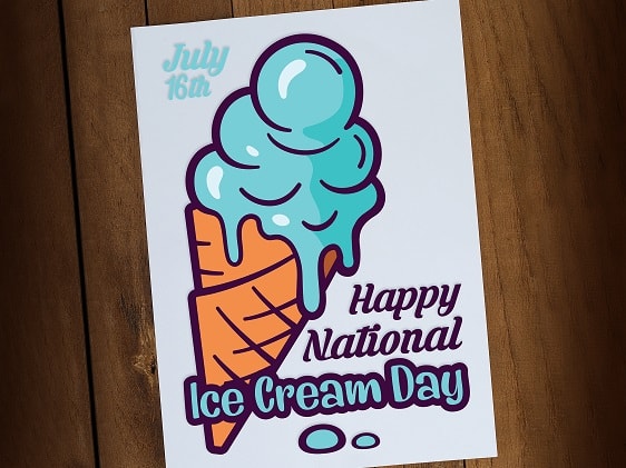 National Ice Cream Day Card SVG Image File Download