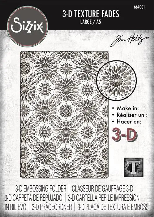 Kaleidoscope 3-D Texture Fades Embossing Folder, Large/A5 - Back from the Vault - Tim Holtz - Sizzix