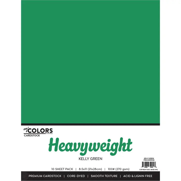 Kelly Green Heavyweight Cardstock Pack, 8.5" x 11" - My Colors - PhotoPlay