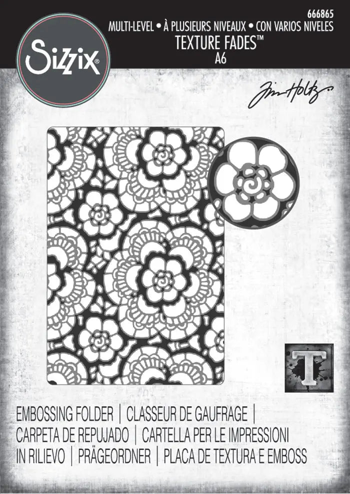 Lace Multi Level Textured Impressions Embossing Folder - Back from the Vault by Tim Holtz - Sizzix
