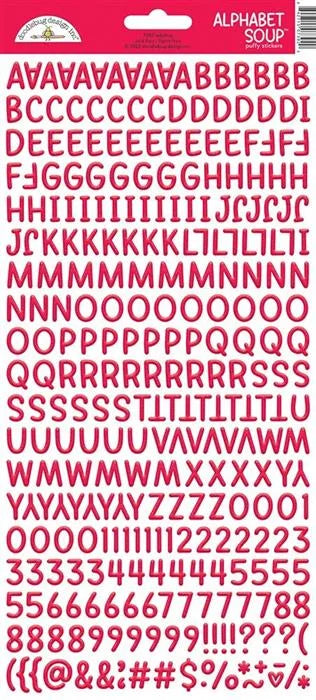 Ladybug Alphabet Soup Puffy Stickers - Monochromatic - Doodlebug