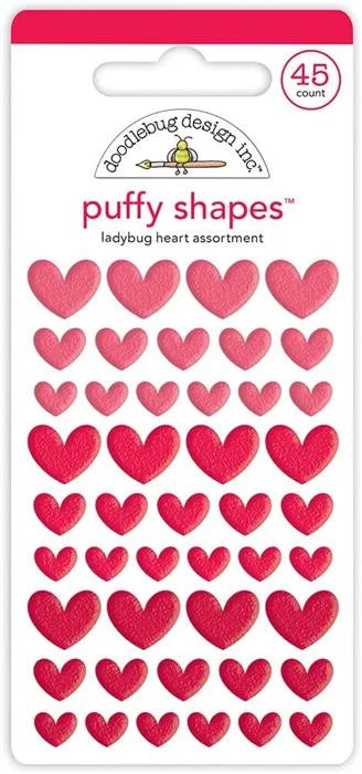 Ladybug Heart Puffy Shapes - Monochromatic - Doodlebug