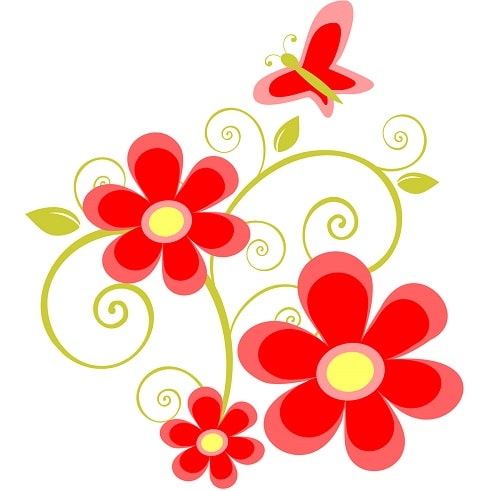 Layered Flowers and Butterfly SVG Image File Download