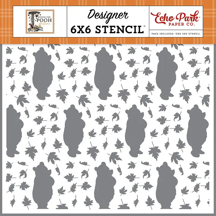 Leaves Falling On Winnie Stencil - Winnie The Pooh Autumn - Echo Park