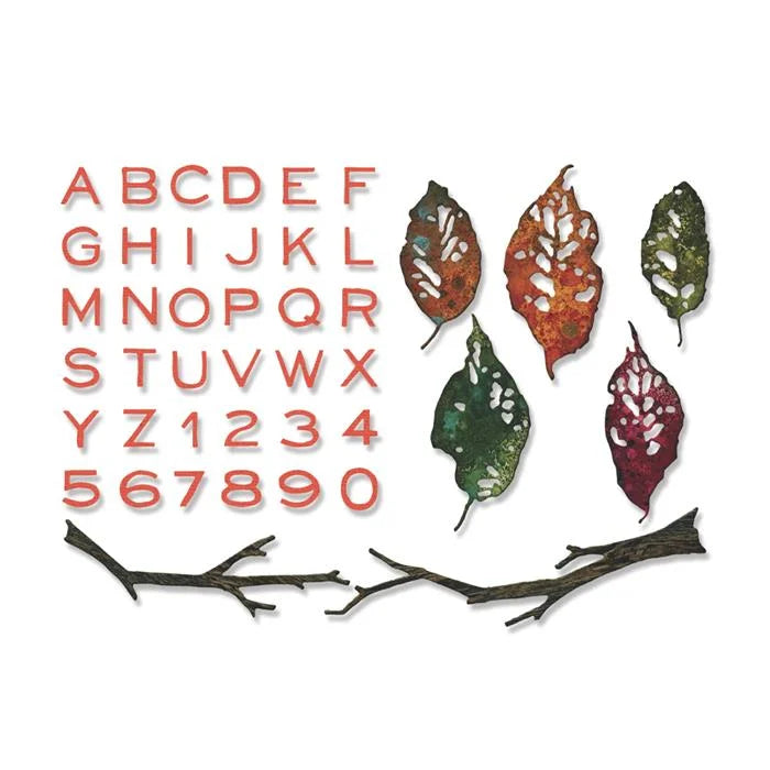 Leaves + Sticks Thinlits Die Set (43 pack) by Tim Holtz (Vault) - Halloween Collection - Sizzix