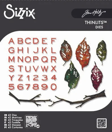 Leaves + Sticks Thinlits Die Set (43 pack) by Tim Holtz (Vault) - Halloween Collection - Sizzix