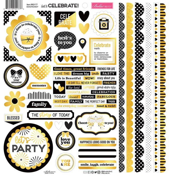 Let's Celebrate! Doohickey Cardstock Stickers - Bella Blvd
