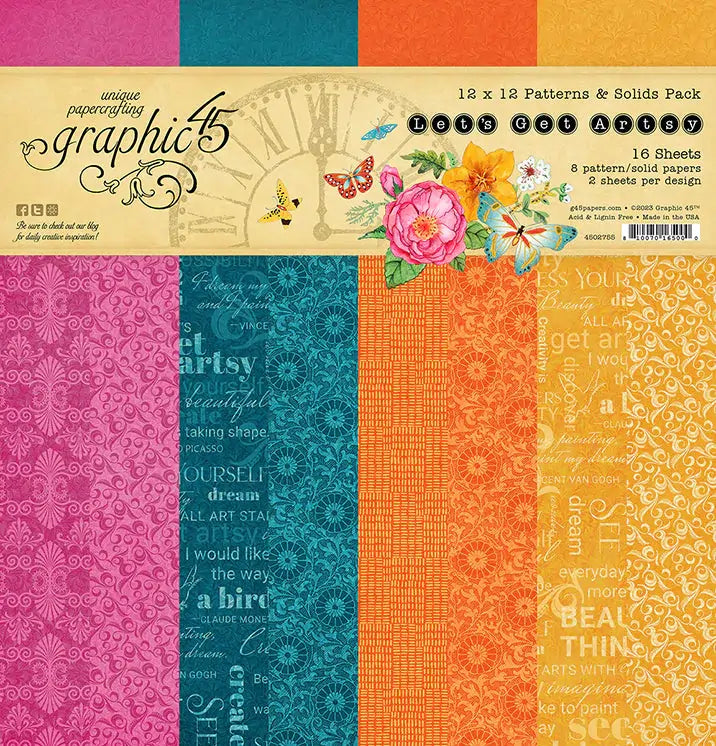 Let's Get Artsy 12" x 12" Patterns & Solids Pack - Graphic 45