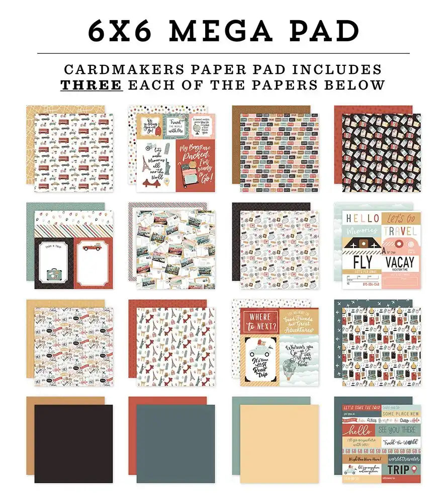 Let's Take The Trip Cardmakers 6" x 6" Mega Pad - Echo Park
