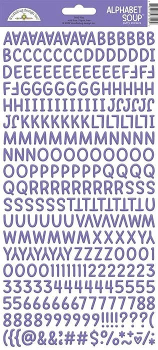 Lilac Alphabet Soup Puffy Stickers - Monochromatic - Doodlebug