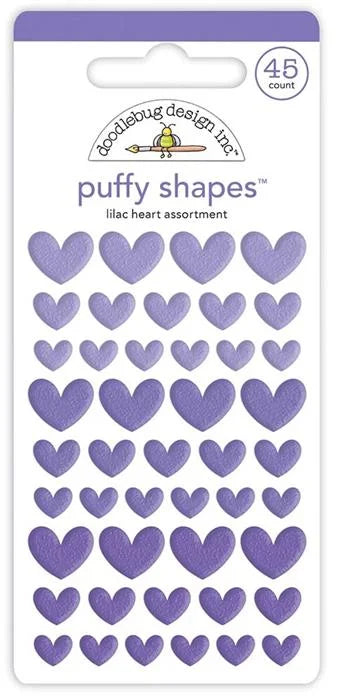 Lilac Heart Puffy Shapes - Monochromatic - Doodlebug