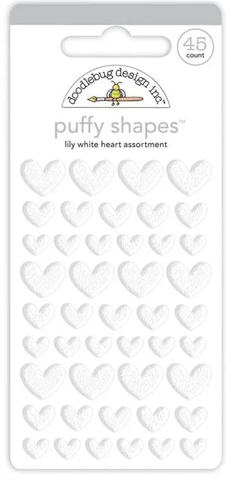 Lily White Heart Puffy Shapes - Monochromatic - Doodlebug
