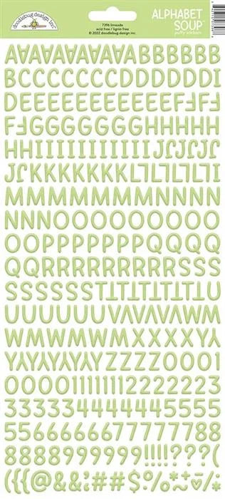 Limeade Alphabet Soup Puffy Stickers - Monochromatic - Doodlebug
