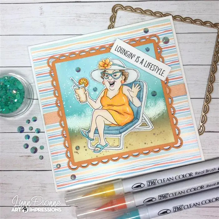 Loungin' Linda Clear Stamp and Die Set - Ai People - Art Impressions