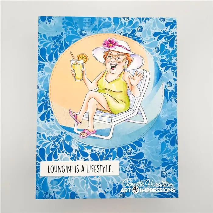 Loungin' Linda Clear Stamp and Die Set - Ai People - Art Impressions