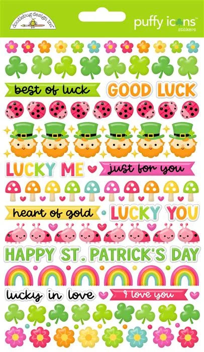 Lucky Me Puffy Icons Stickers - Doodlebug