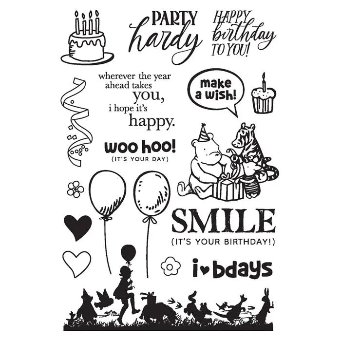 Make A Wish! Classic Pooh Birthday Stamps - Say Cheese - Simple Stories