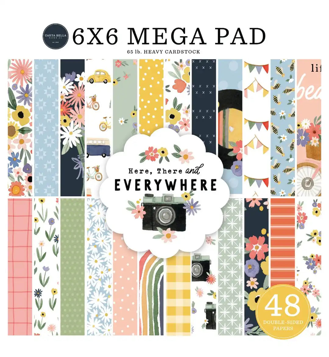 Mega Paper Pad, 6x6 - Here, There, And Everywhere - Carta Bella Paper