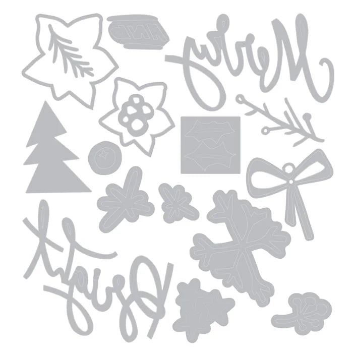 Merry + Bright Side Order 2D Texture Fades/Thinlits Set (17 pack) by Tim Holtz (Vault) - Christmas Collection - Sizzix