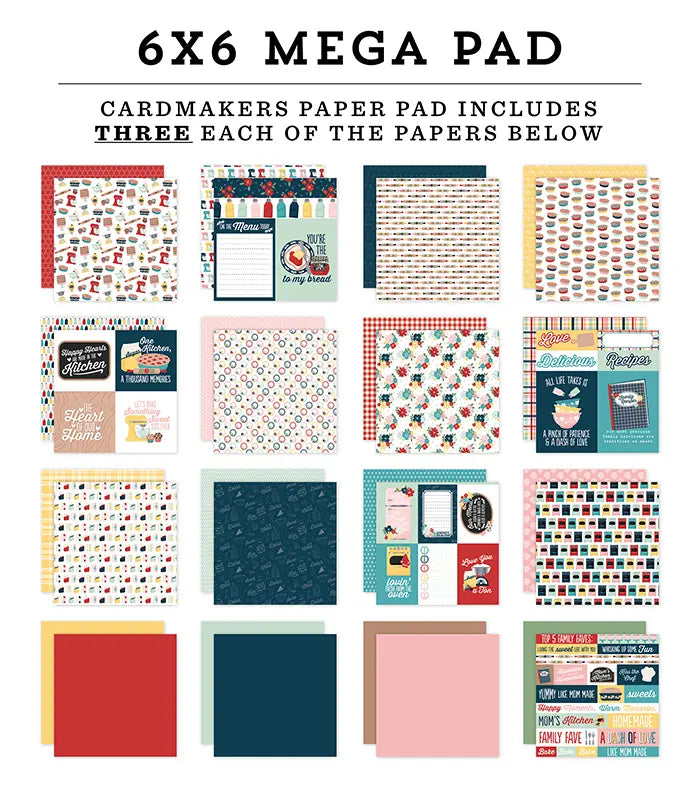 Mom's Kitchen Cardmakers Mega Cardstock Pad, 6" x 6" - Echo Park