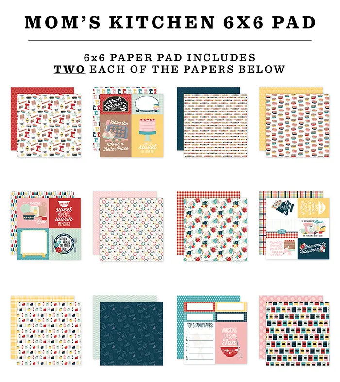 Mom's Kitchen Paper Pad, 6" x 6" - Echo Park