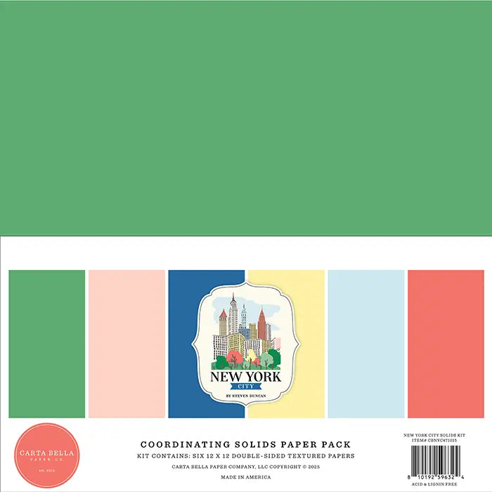 New York City Solids Paper Kit, 12" x 12" - Carta Bella