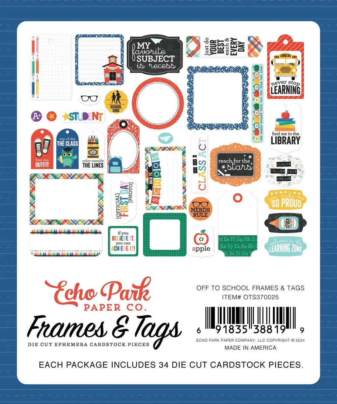 Off To School Frames & Tags - Echo Park