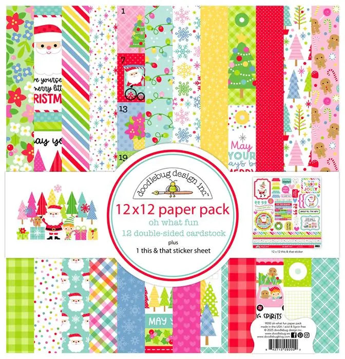 Oh What Fun Paper Pack, 12" x 12" - Doodlebug